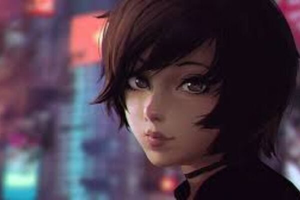 short black hair anime girl